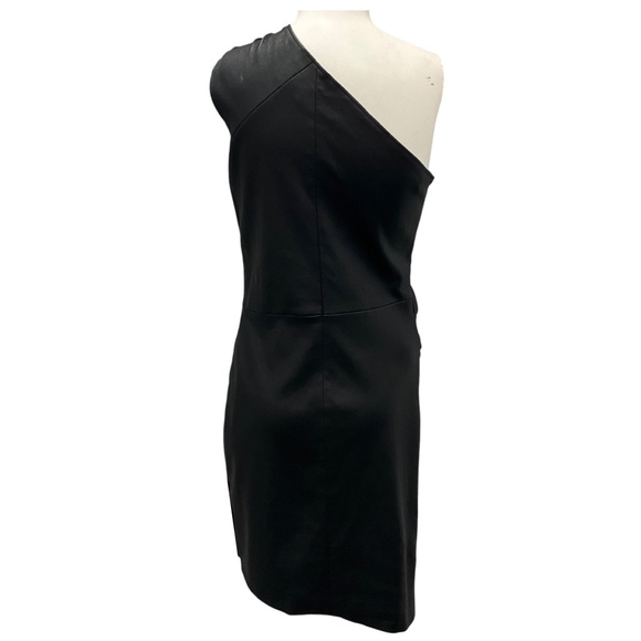 Givenchy Black Draped One Shoulder Stretch Lambskin Leather Mini Dress - Picture 3 of 6